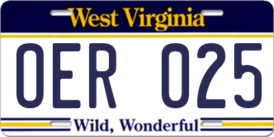 WV license plate OER025