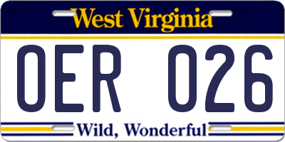 WV license plate OER026