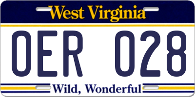 WV license plate OER028