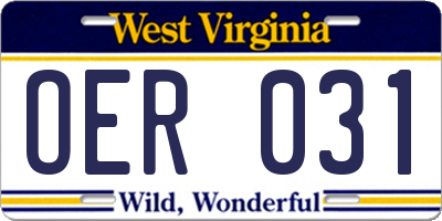 WV license plate OER031