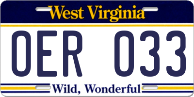 WV license plate OER033
