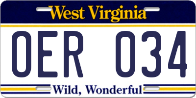 WV license plate OER034