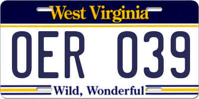 WV license plate OER039