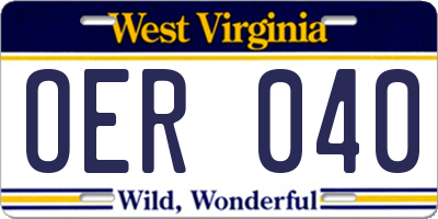 WV license plate OER040