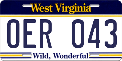 WV license plate OER043