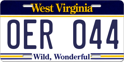WV license plate OER044