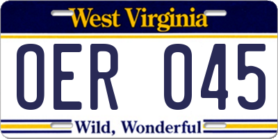 WV license plate OER045