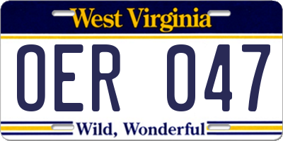 WV license plate OER047