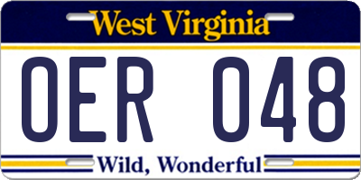 WV license plate OER048