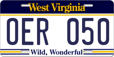 WV license plate OER050