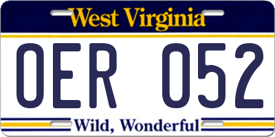 WV license plate OER052