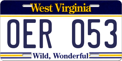 WV license plate OER053