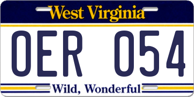 WV license plate OER054