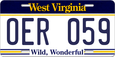 WV license plate OER059