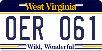 WV license plate OER061