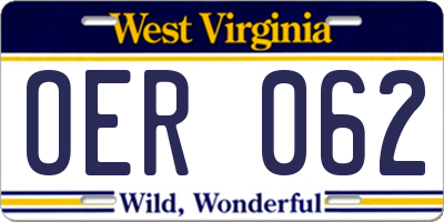WV license plate OER062