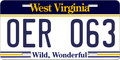 WV license plate OER063