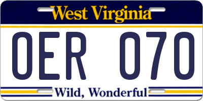 WV license plate OER070