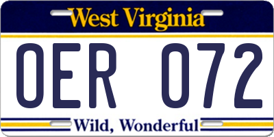 WV license plate OER072