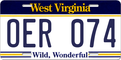 WV license plate OER074