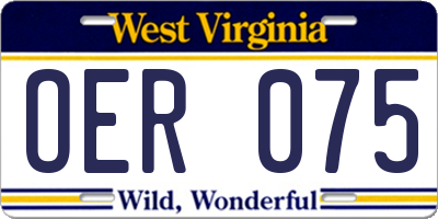 WV license plate OER075