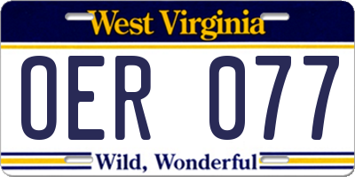 WV license plate OER077