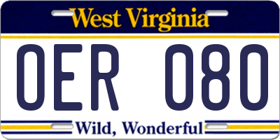 WV license plate OER080