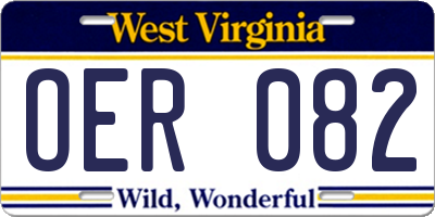 WV license plate OER082