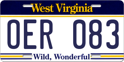 WV license plate OER083
