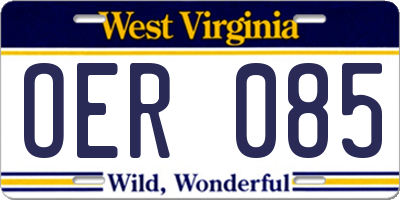 WV license plate OER085