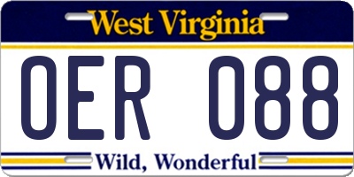 WV license plate OER088