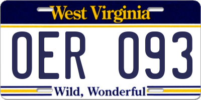 WV license plate OER093