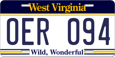 WV license plate OER094