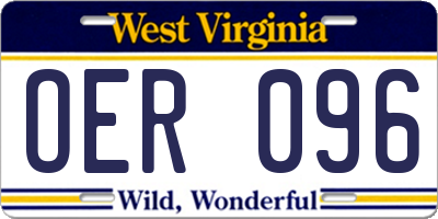 WV license plate OER096