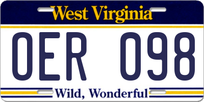 WV license plate OER098