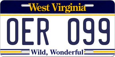 WV license plate OER099