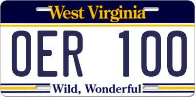 WV license plate OER100