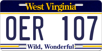 WV license plate OER107