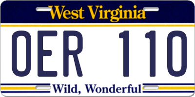 WV license plate OER110