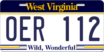 WV license plate OER112