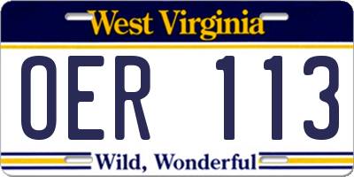 WV license plate OER113