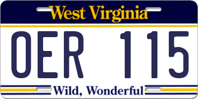 WV license plate OER115