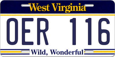 WV license plate OER116