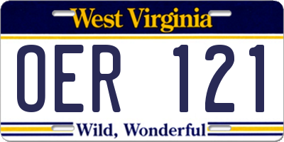 WV license plate OER121