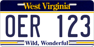 WV license plate OER123