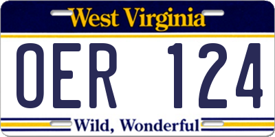 WV license plate OER124
