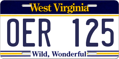 WV license plate OER125