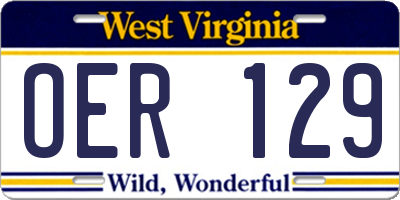 WV license plate OER129