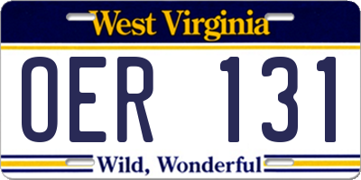 WV license plate OER131