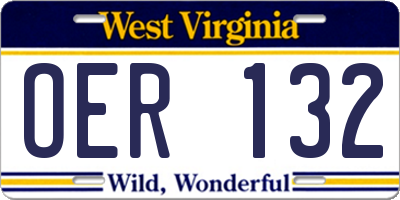 WV license plate OER132
